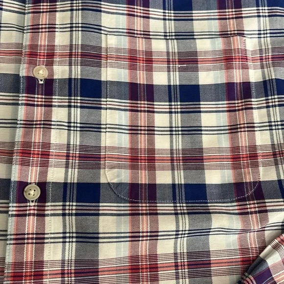 [M]Banana Republic Camden Fit Blue Red White. Plaid Button Dress Shirt - Picture 4 of 8